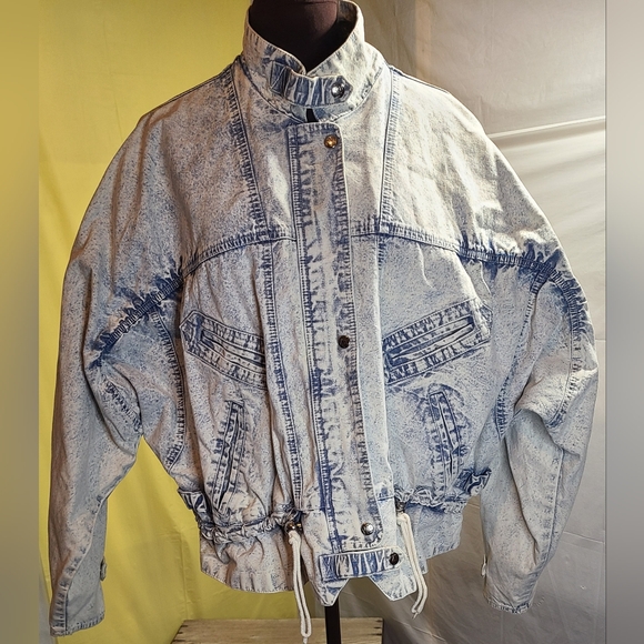 VTG 80s 90s Andy Johns Women's Acid Wash Oversized Jean Jacket Sz L EUC - Picture 5 of 11